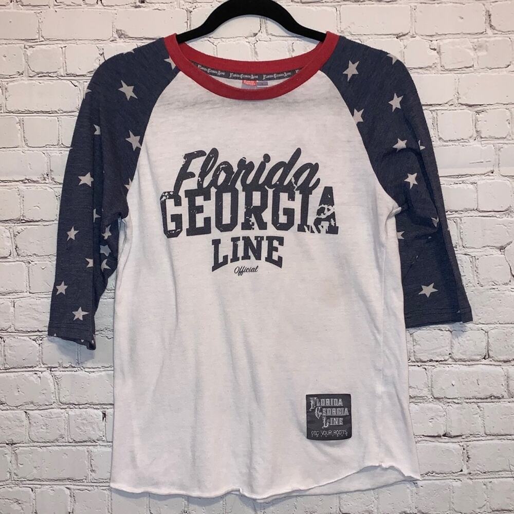 Florida Georgia Line Graphic Raglan Tee Star Sleeve Small‎